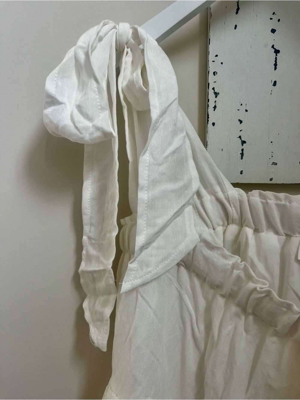 Mable White Tiered Tie-Shoulder Romper - Picture 4 of 7